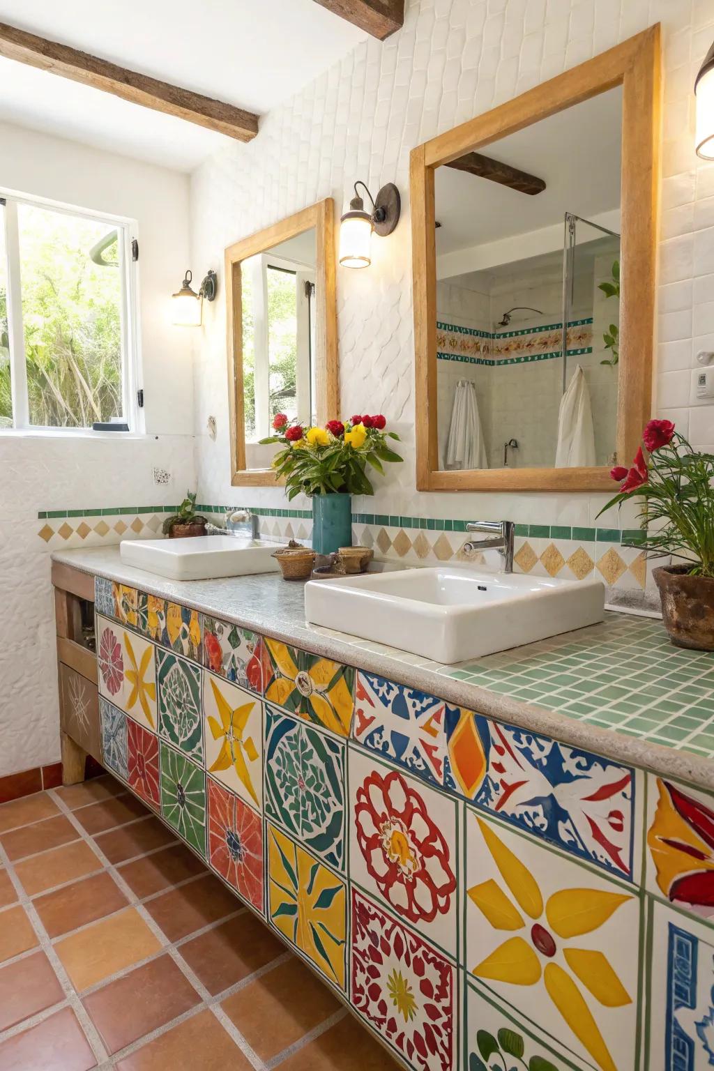 Tile countertops allow for artistic expression.