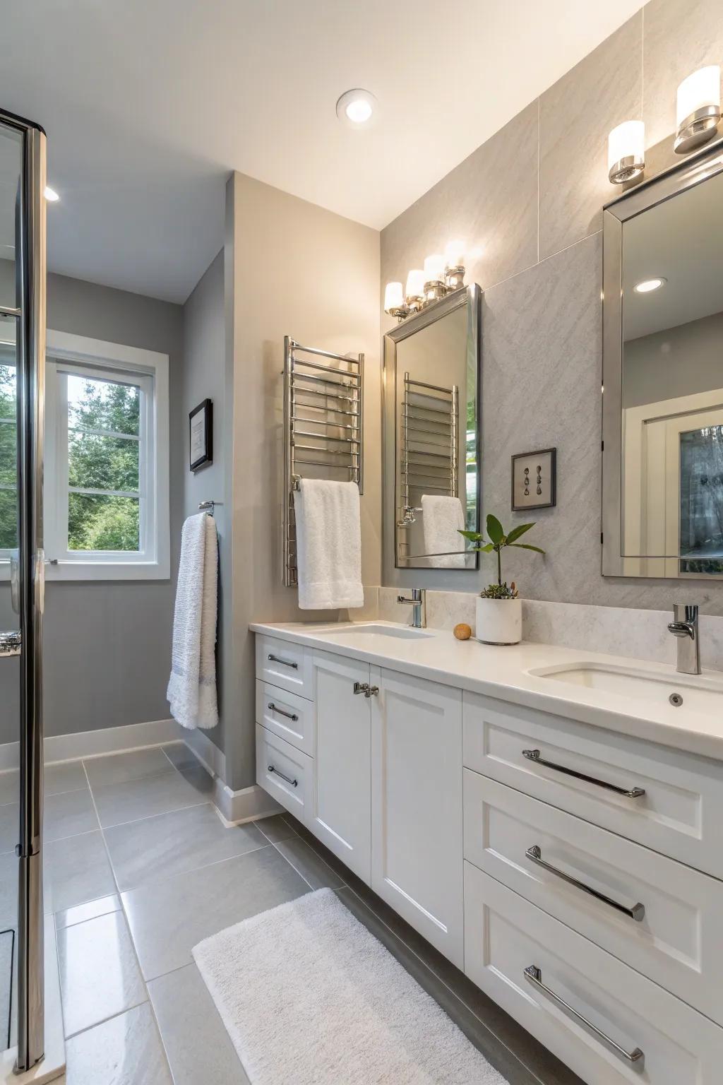 Magnetic accommodations proffer polished and facile towel accommodations.
