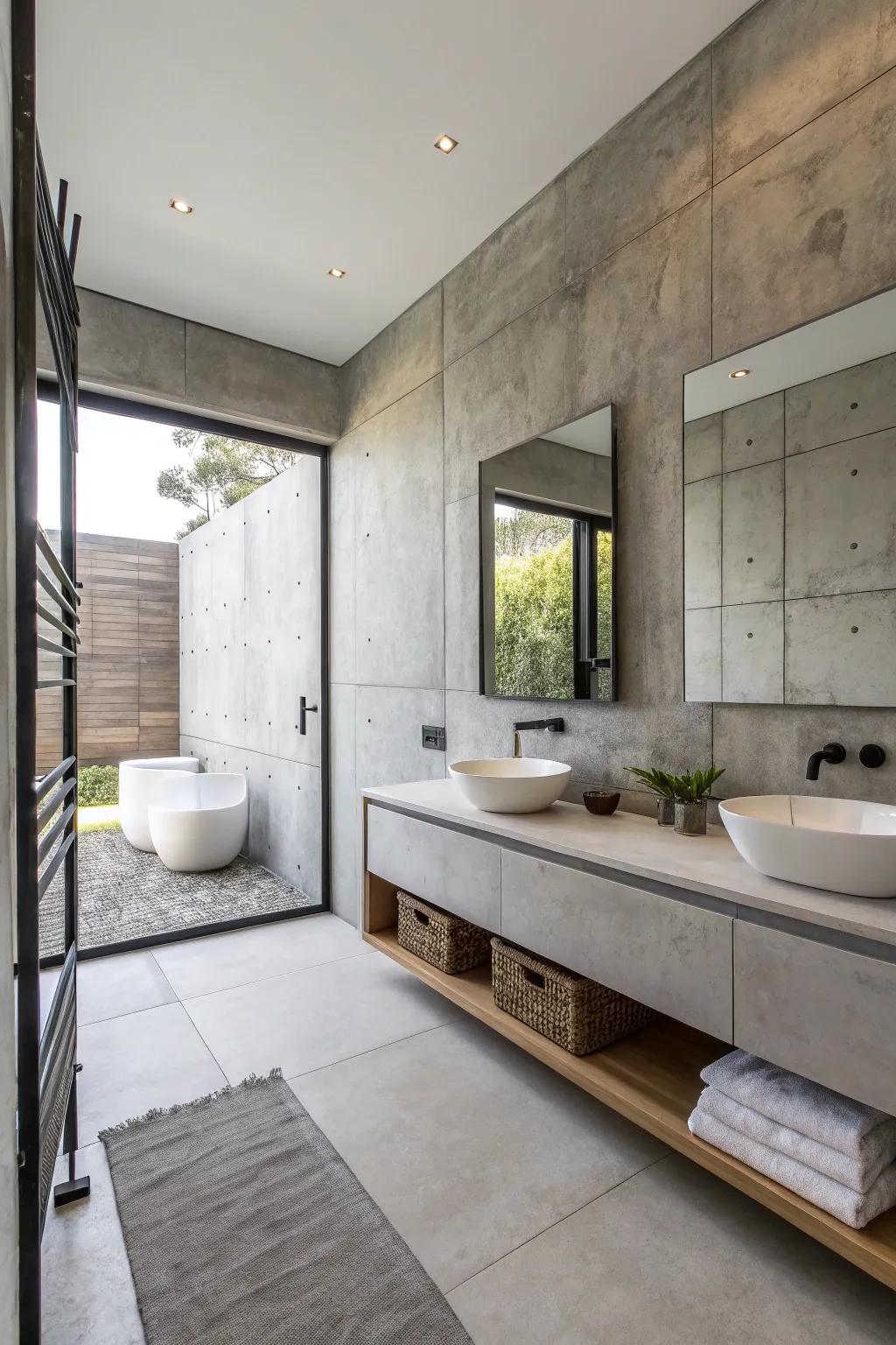Urban sleekness using concrete-look panels.