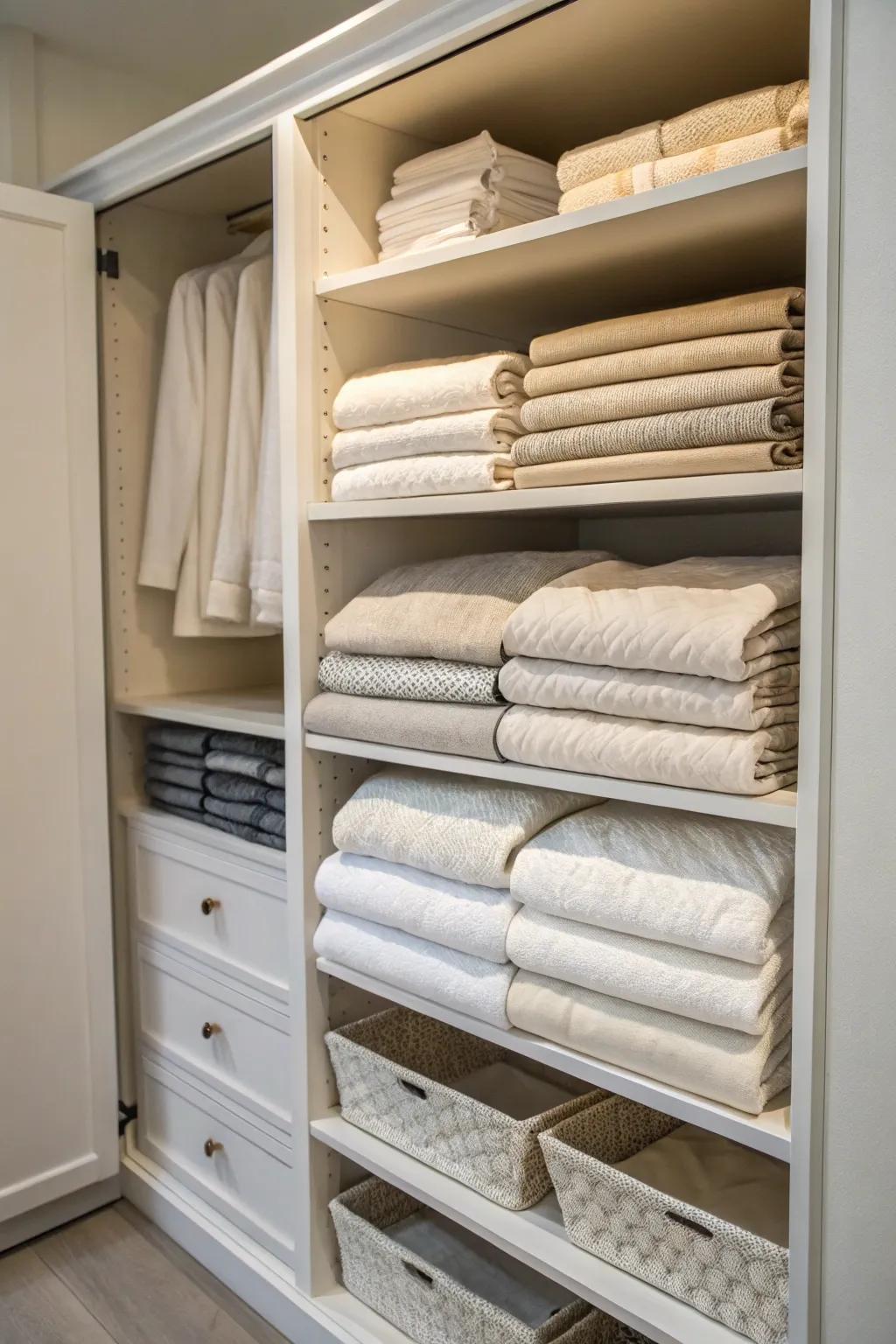 Sliding shelves provide convenient access and efficient storage.