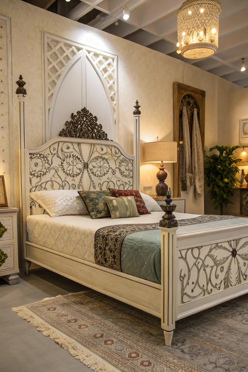 Designer bed frames stand out without needing additional covering.