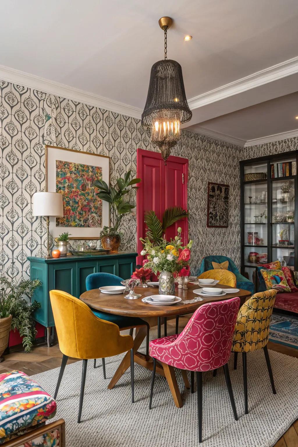 Designed walls introduce character and playfulness to dining areas.