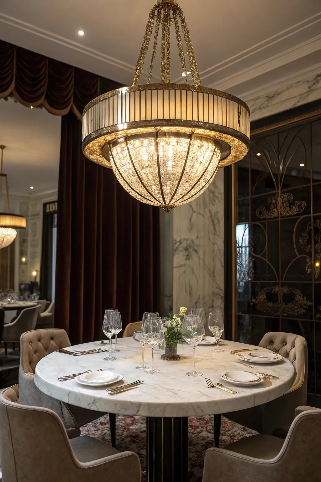 Bring luxury to your dining area with Decorative Era lighting.