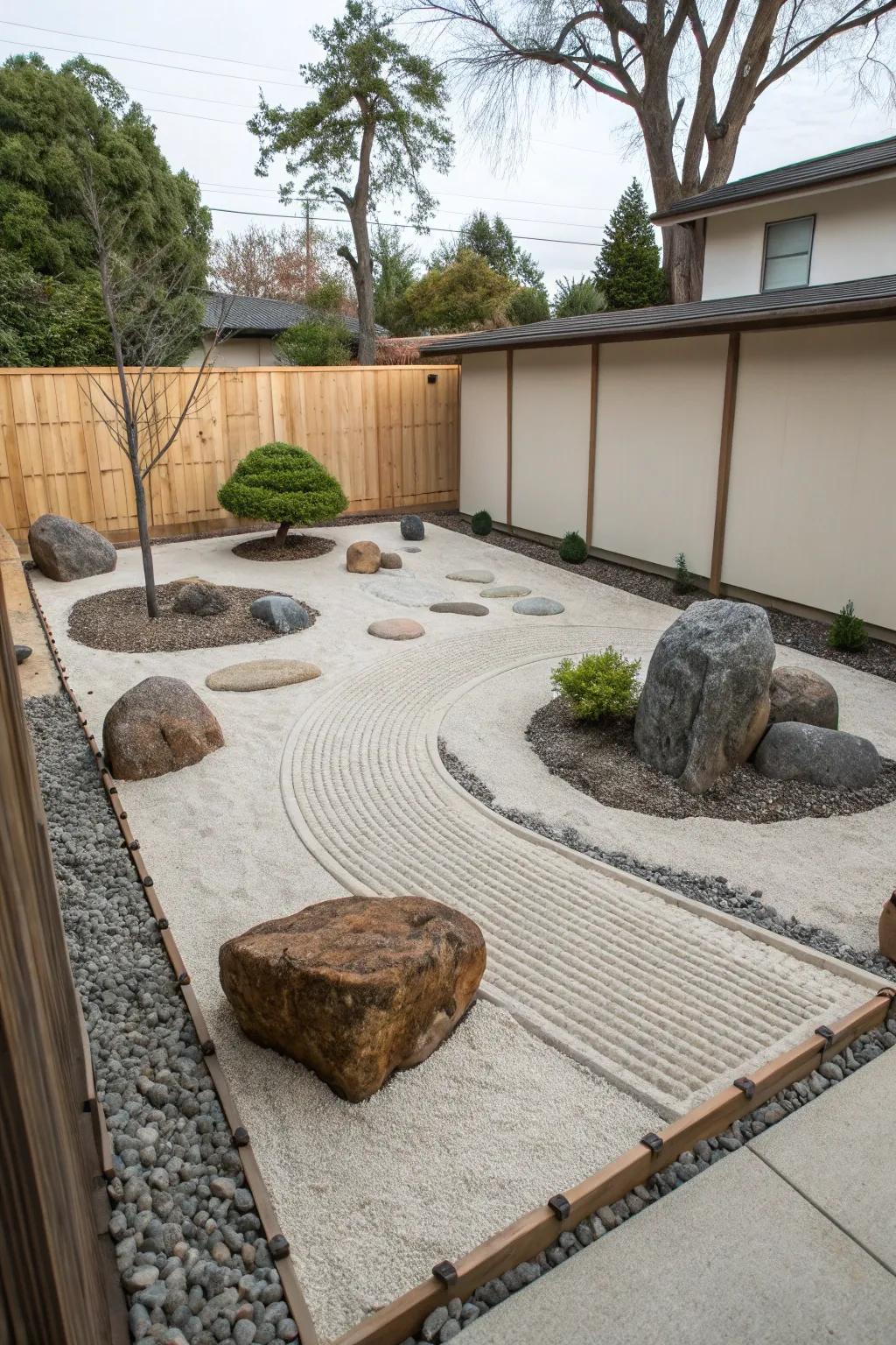 A serene Zen garden providing a peaceful space for contemplation.