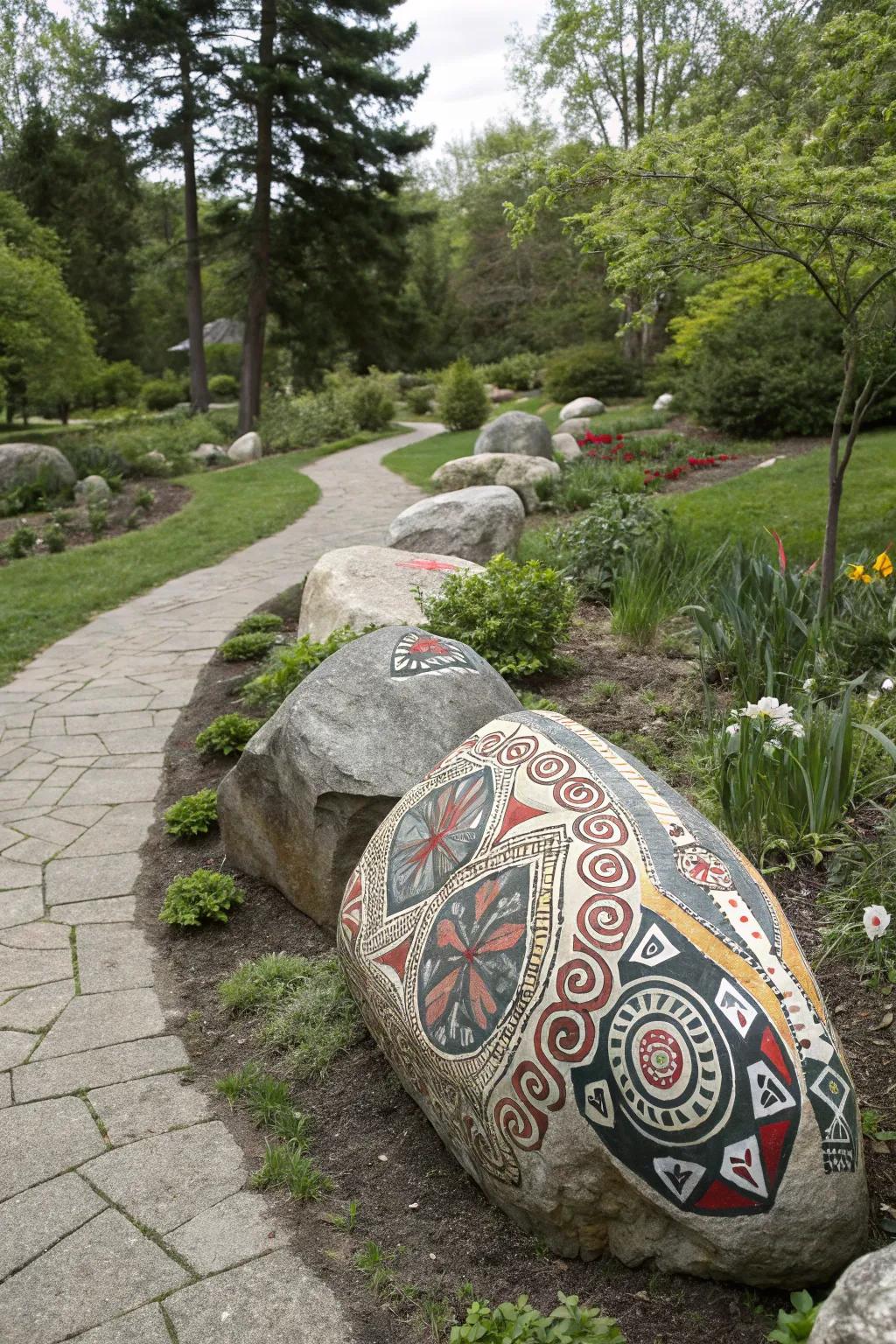 Celebrate diversity with cultural rock patterns.