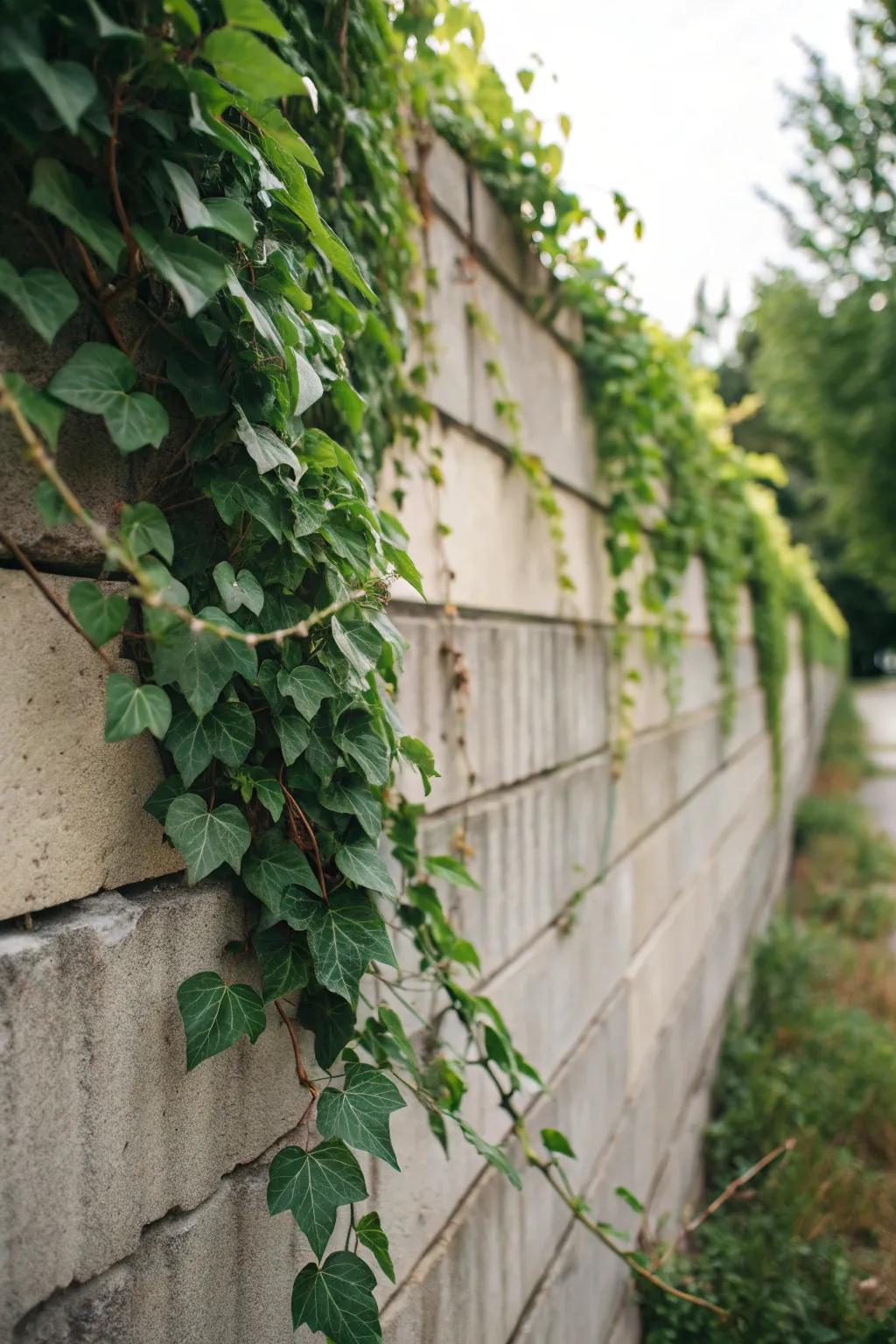 Soften your wall using skyward vegetation.