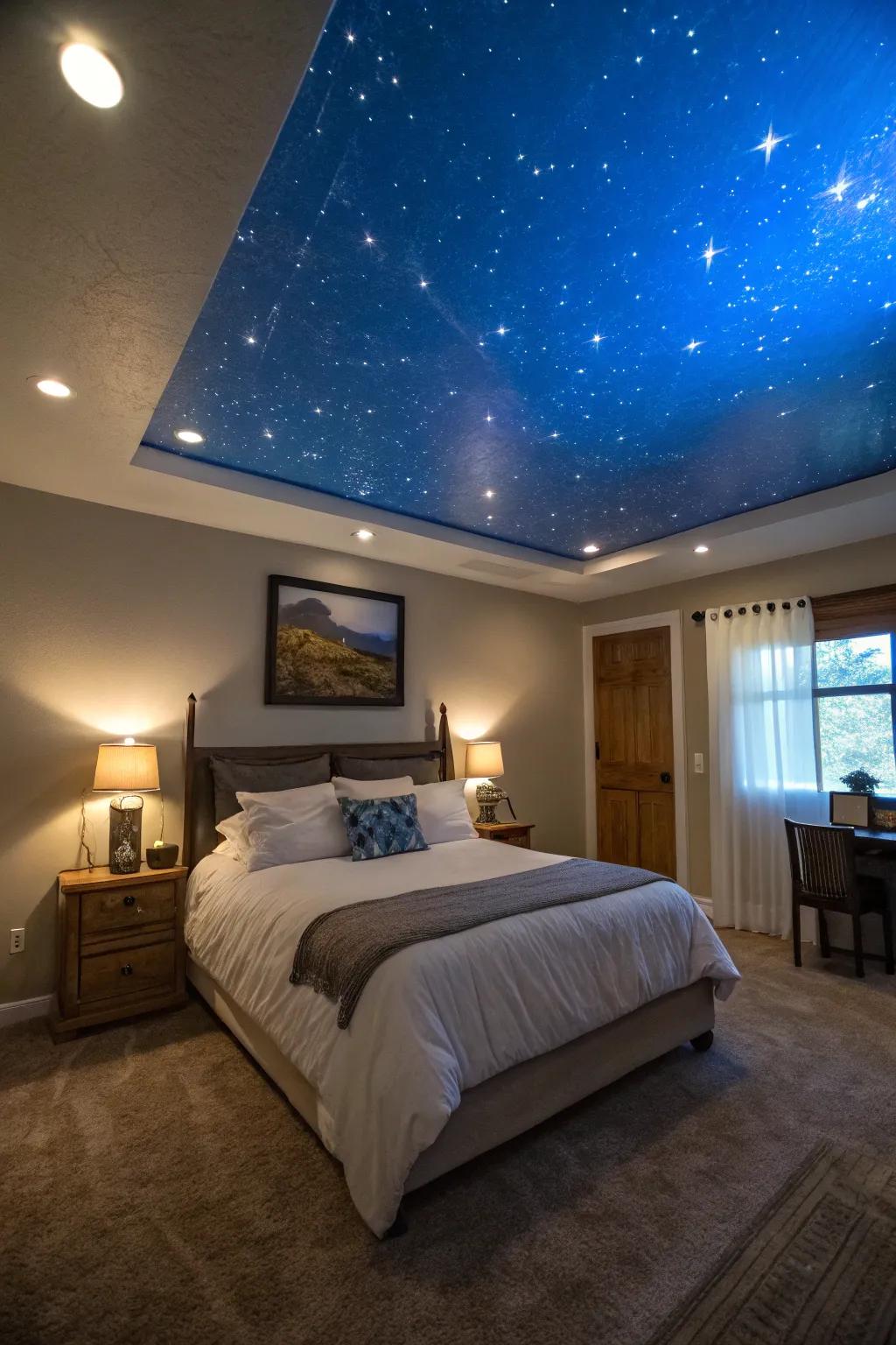 An azure overhead introduces an unexpected element.
