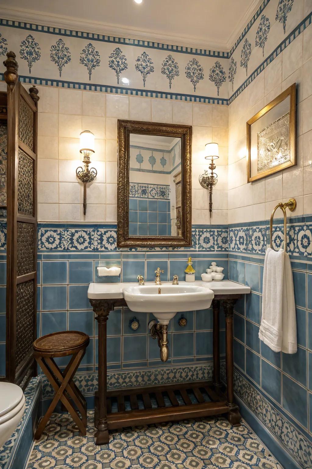Vintage-inspired tiles evoke nostalgia and timeless charm.