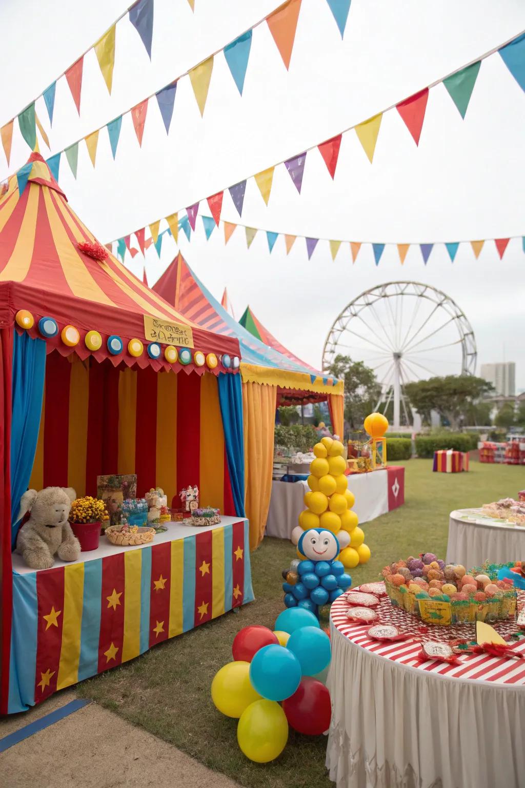 A circus baby shower filled with fun and vibrant elements