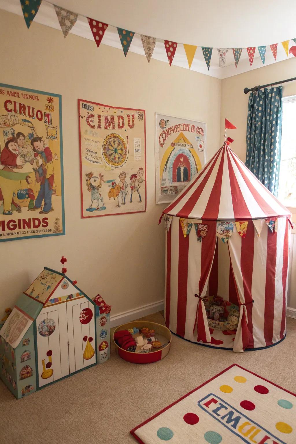 Step right up to a classic big top-themed nursery.