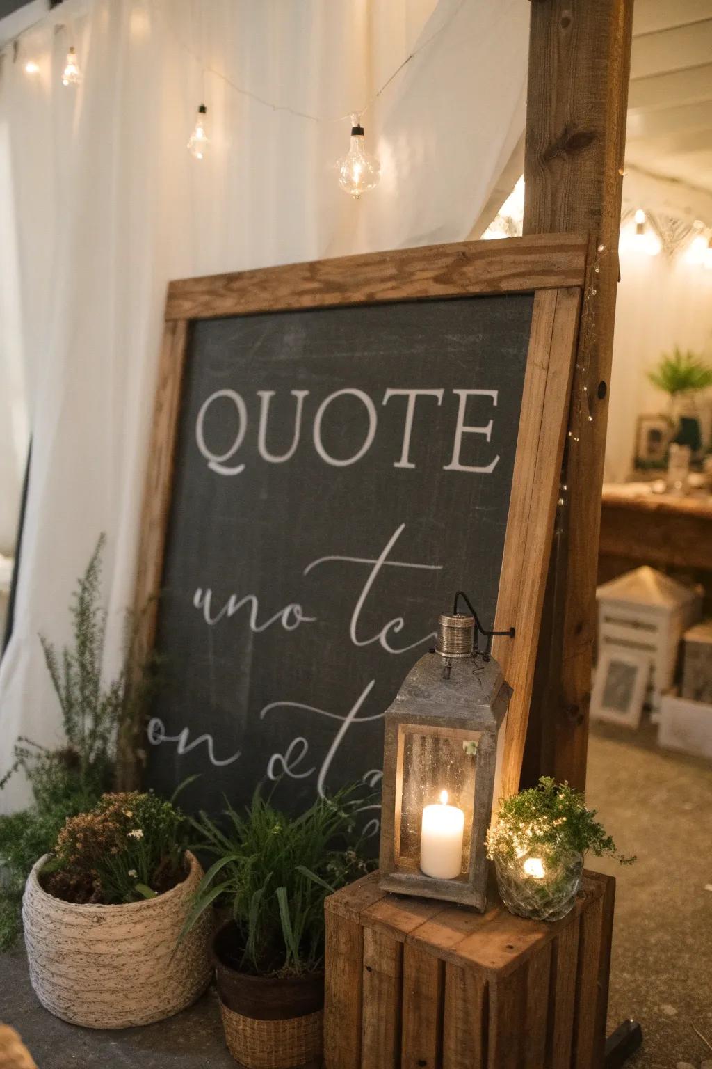 Personalized sayings make the event more meaningful for the bride and guests.