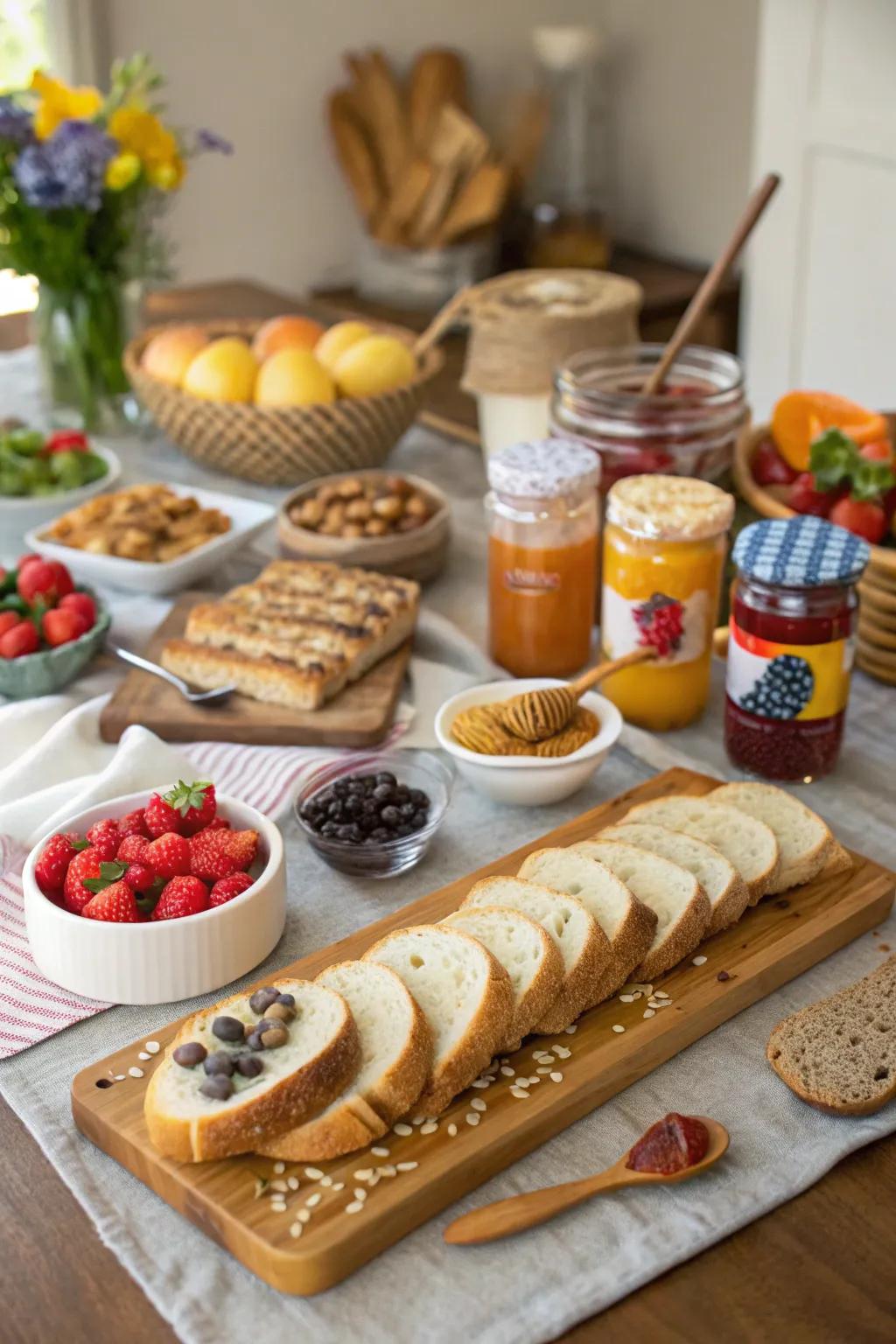 A create-your-own toast station encourages guests to explore flavors.