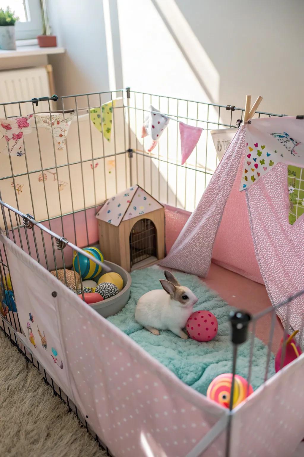 Themed covers inject a dash of individuality to the bunny's residence.