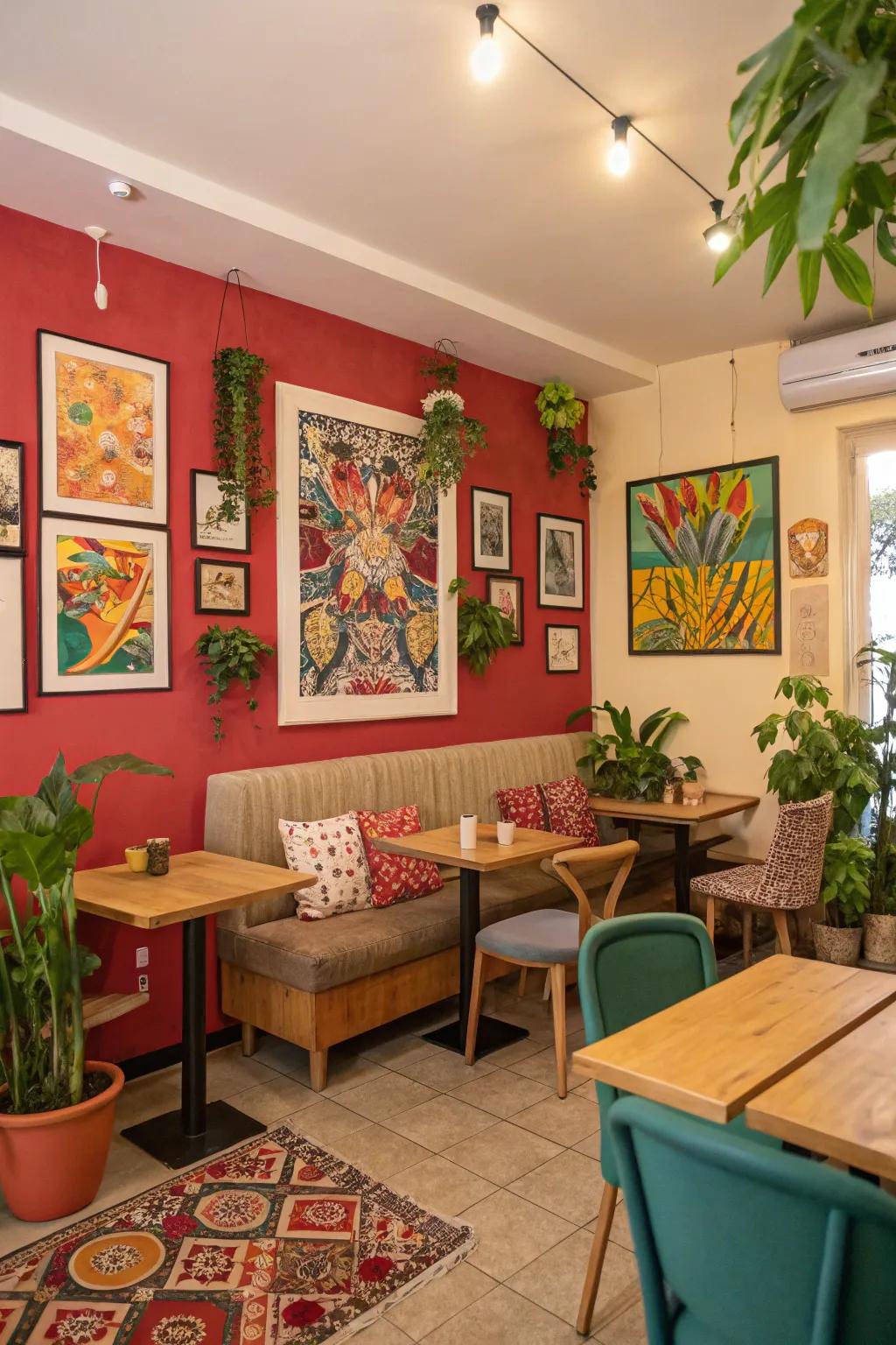 Audacious accent hues impart vigor and vibrancy to your home cafe.