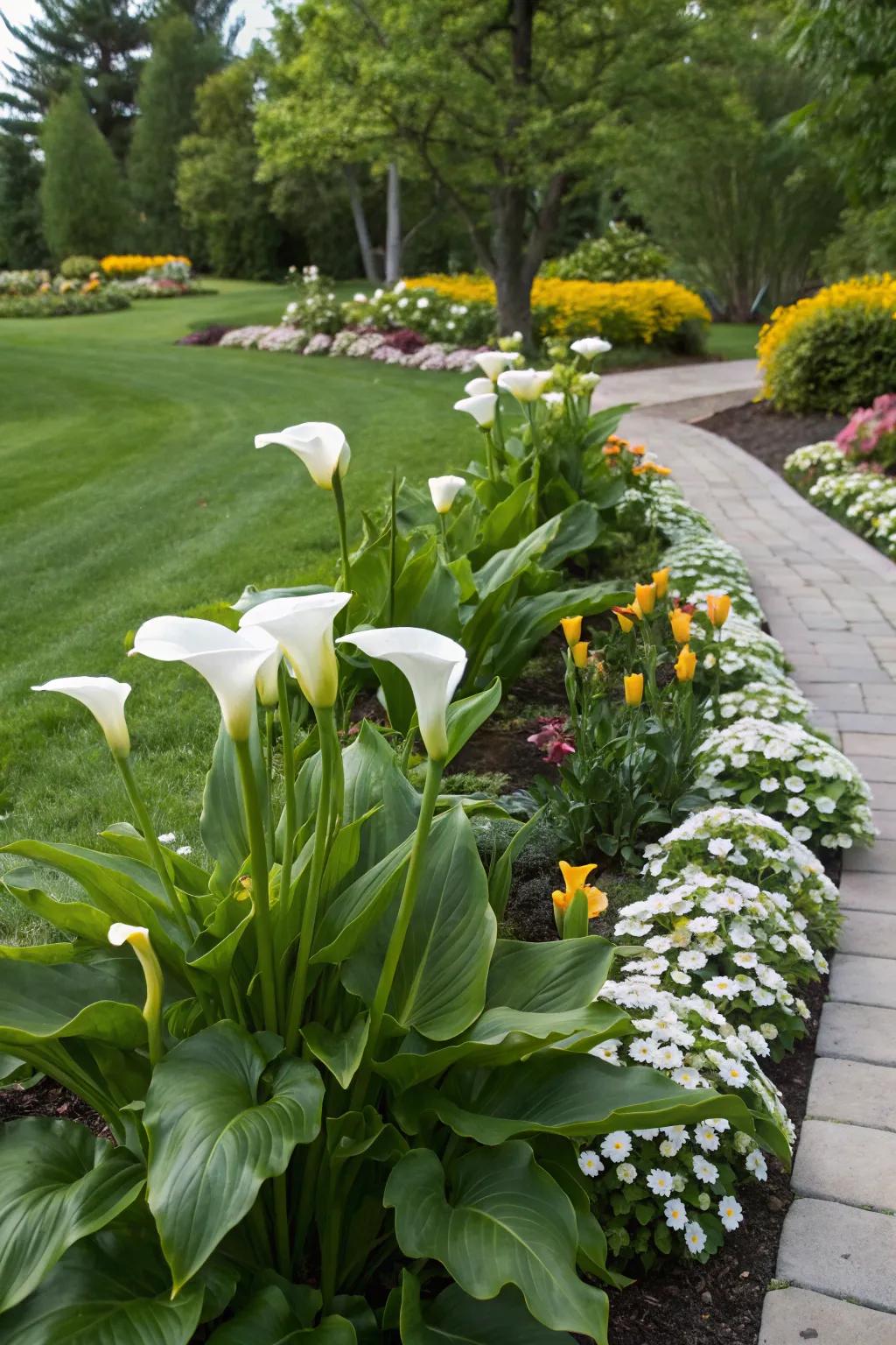 Radiant snowdrops serving as striking garden focal points.