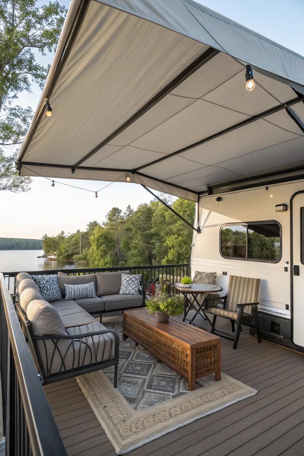 With a shaded deck area, stay cool and stylish.