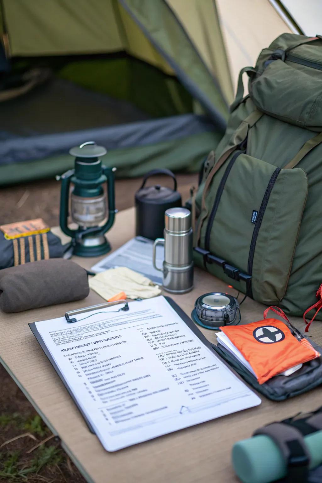 Stay organized using a full camping checklist.