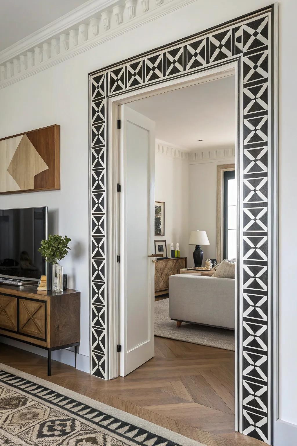 Geometric patterns bring a contemporary edge to trims.