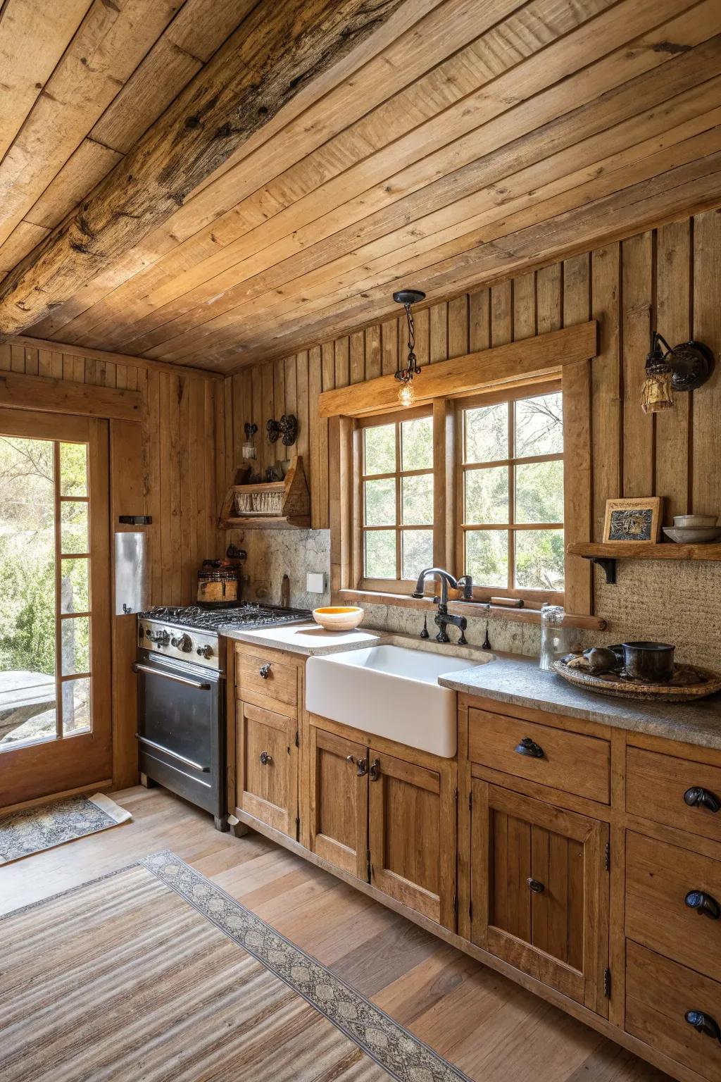 Incorporate countryside charm through the textured appeal of brushed surfaces.