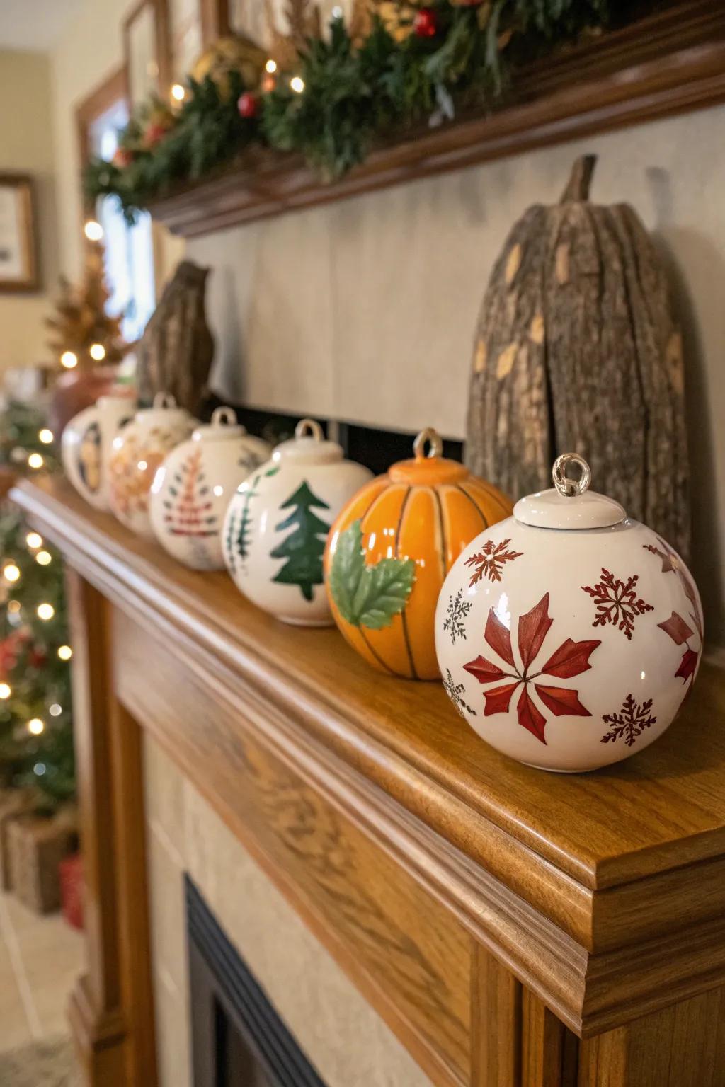 Festive ceramic trims bring festive cheer to your home.