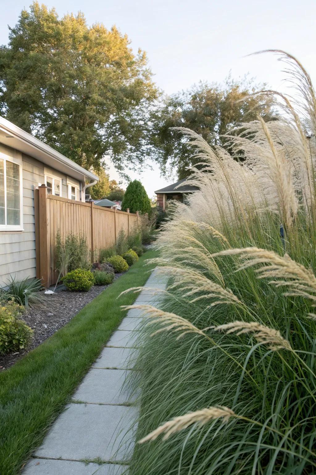 Ornamental grasses deliver a natural and dynamic privacy barrier.