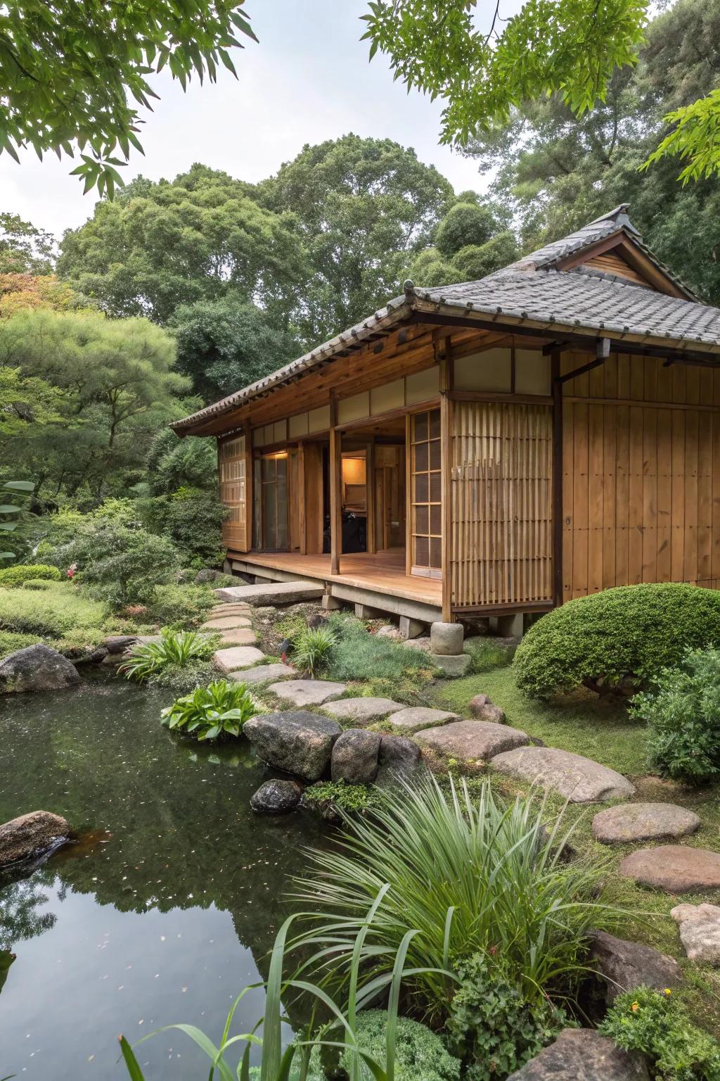 Cane siding offers a sustainable and tranquil home façade.