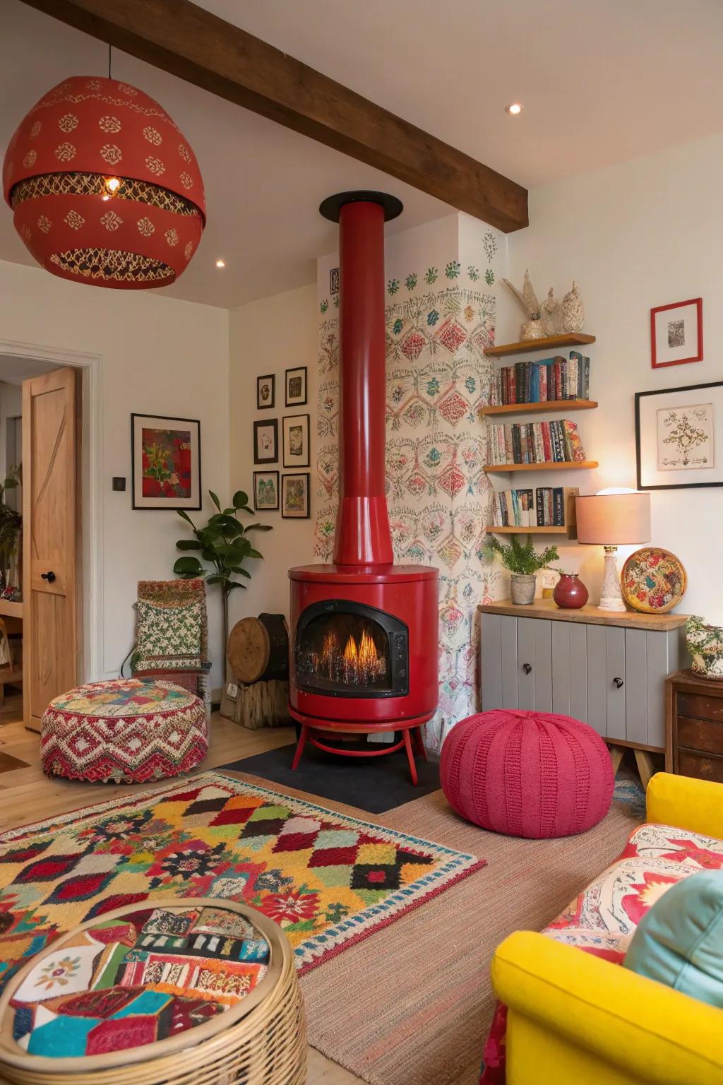 Vibrant scarlet introduces vigor and exhilaration, establishing a lively ambiance.