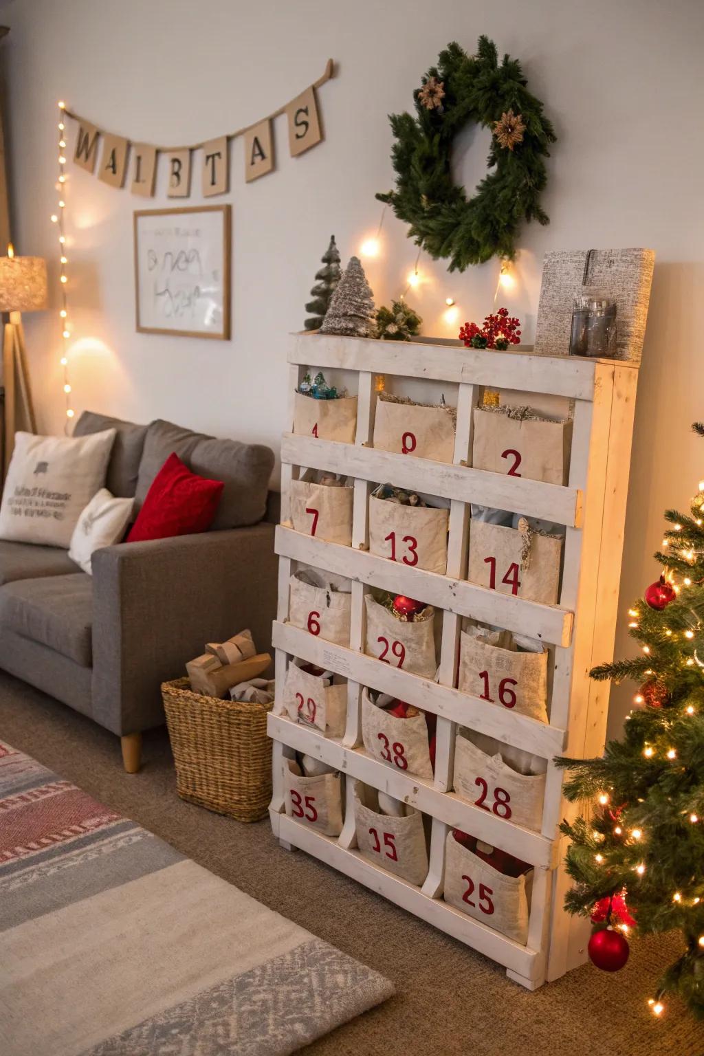 Count down to Christmas with a pallet countdown.