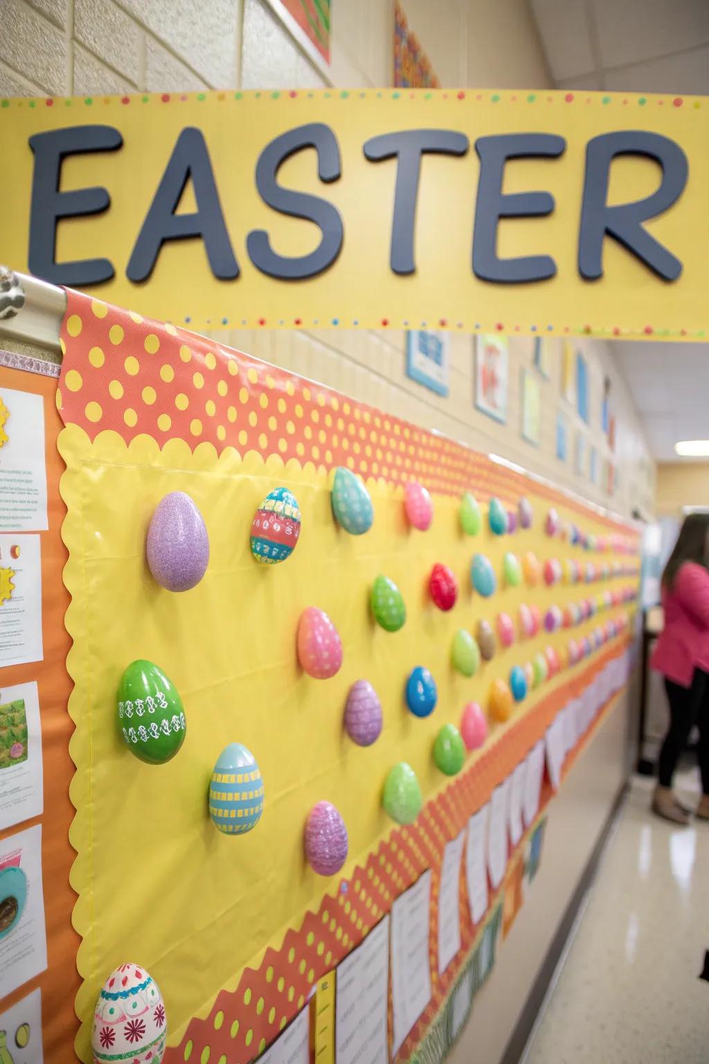 An educational board with a word collection of Easter terms.