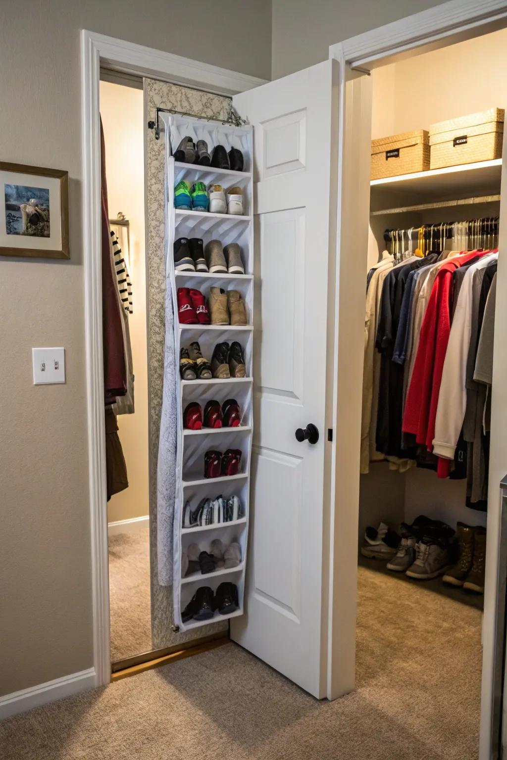 Unlock extra potential with over-the-door storage solutions for an expanded closet.