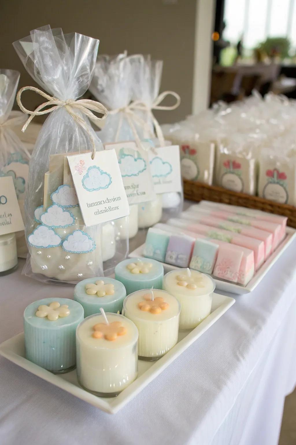 Sky-themed gifts offer a memorable keepsake for guests to take home.