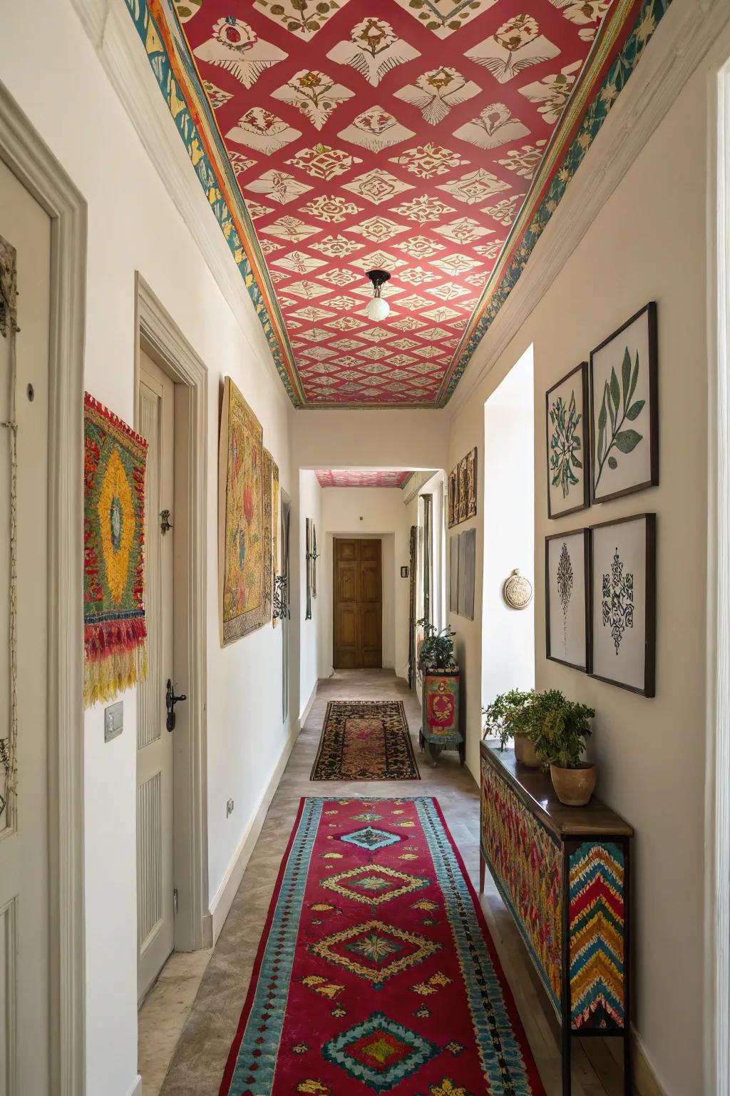 An audacious ceiling blueprint can define your corridor's character.