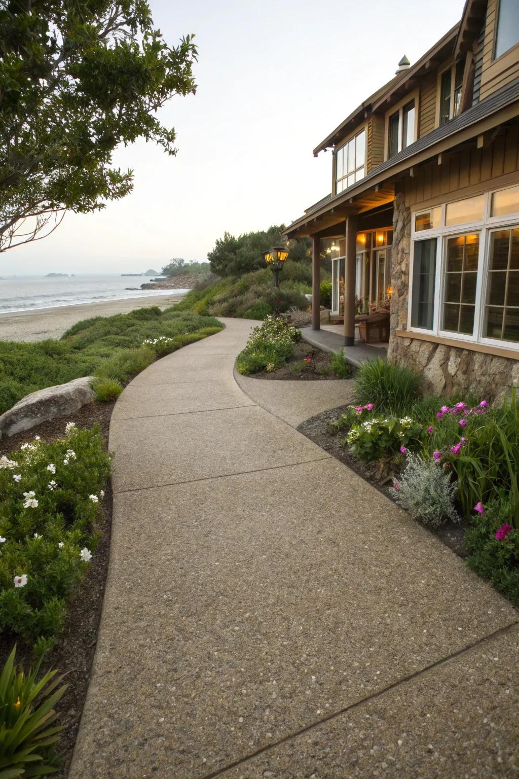 Unveiled mixture walkways provide a textured, natural look.