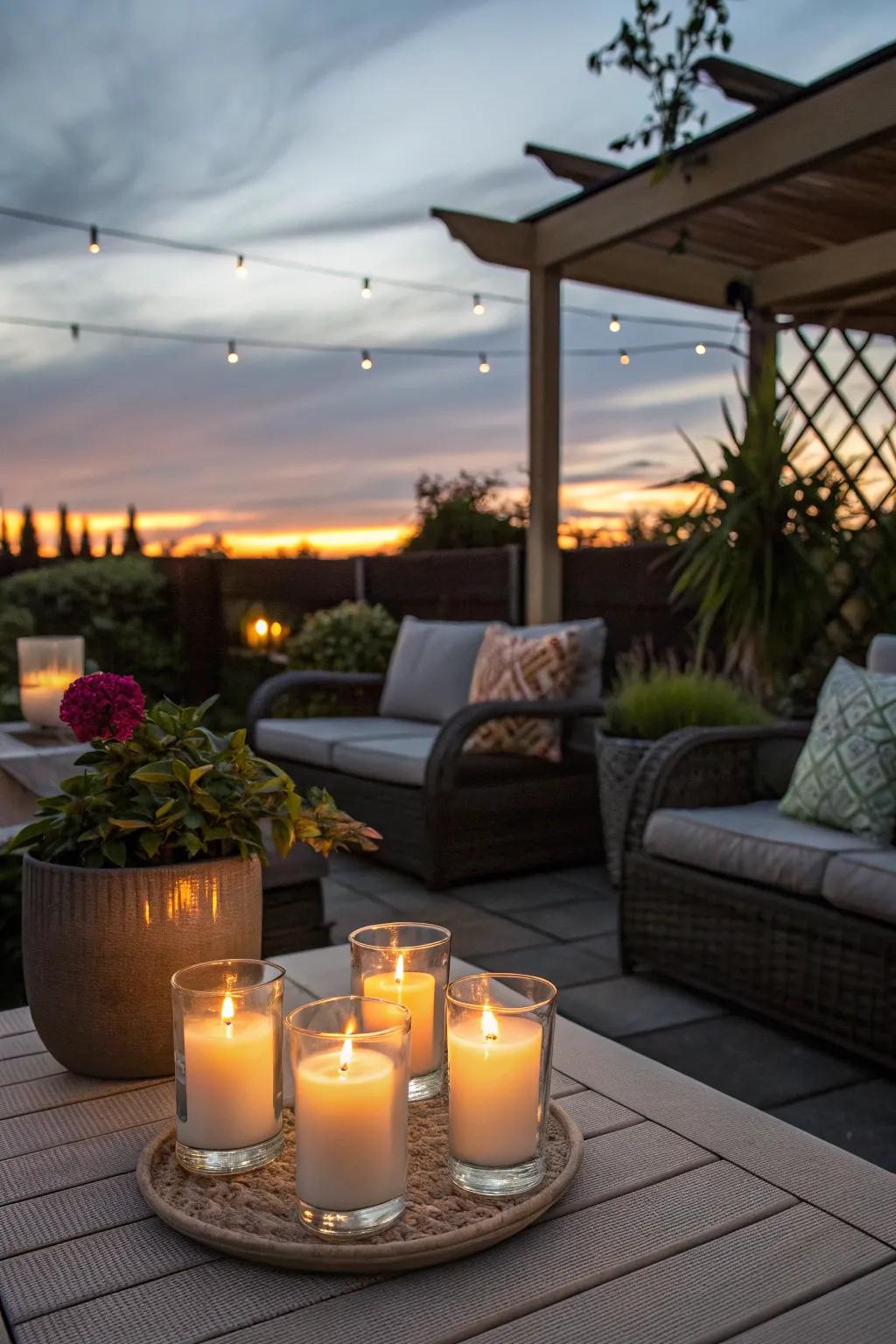 Oleoresin patio candles are impeccable for twilight outdoor experiences.
