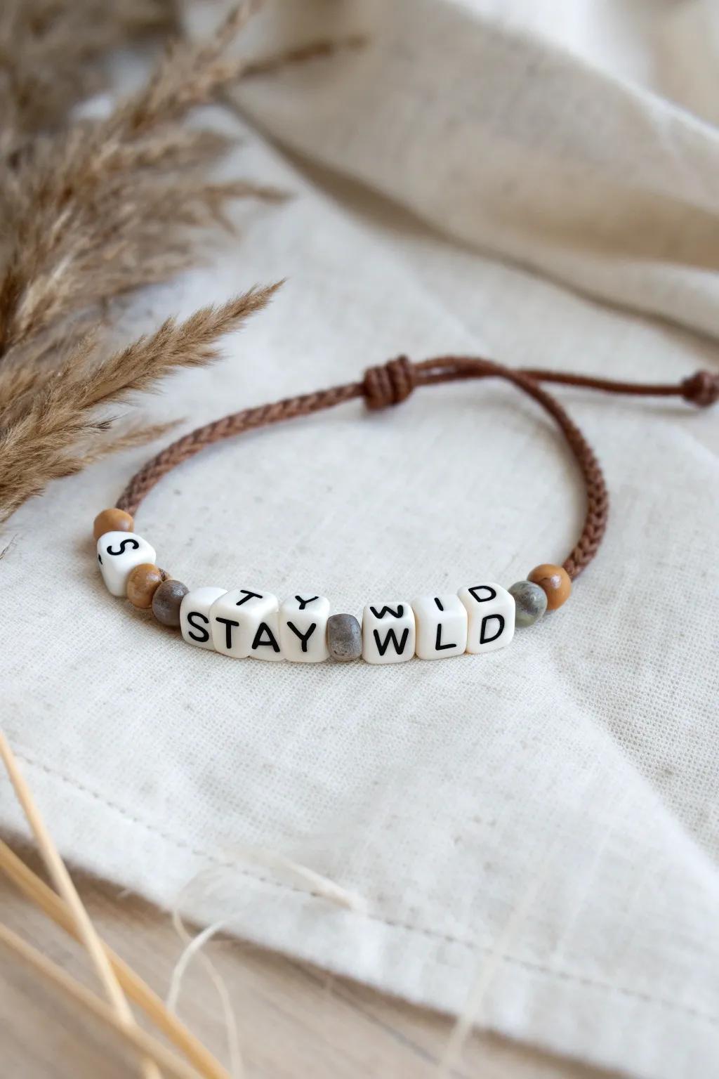 Show your inner spirit with a 'Stay Wild' mantra armlet, where simplicity meets boldness.