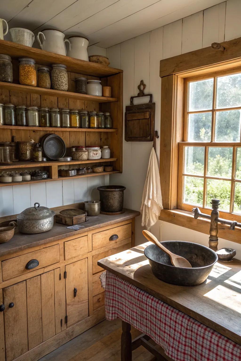 Past discoveries inject unique charm into this country kitchen.