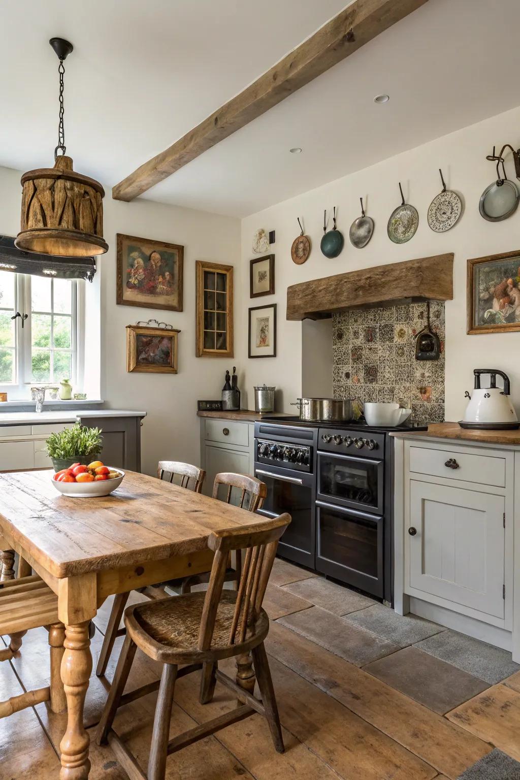 Mixing vintage and modern creates a timeless yet contemporary space.