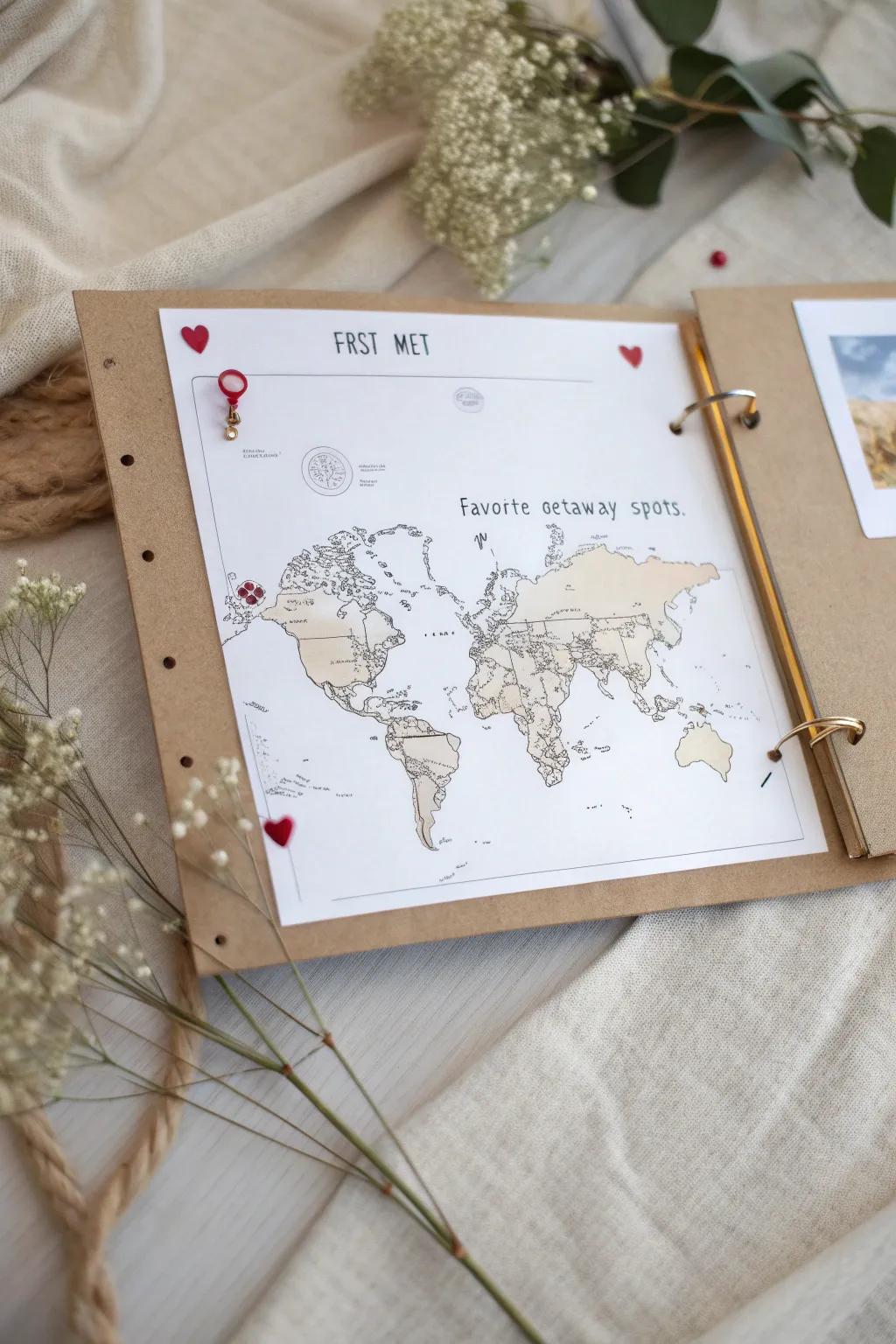 Mark the locations that mean the most to you by charting your love story on a map of memories.