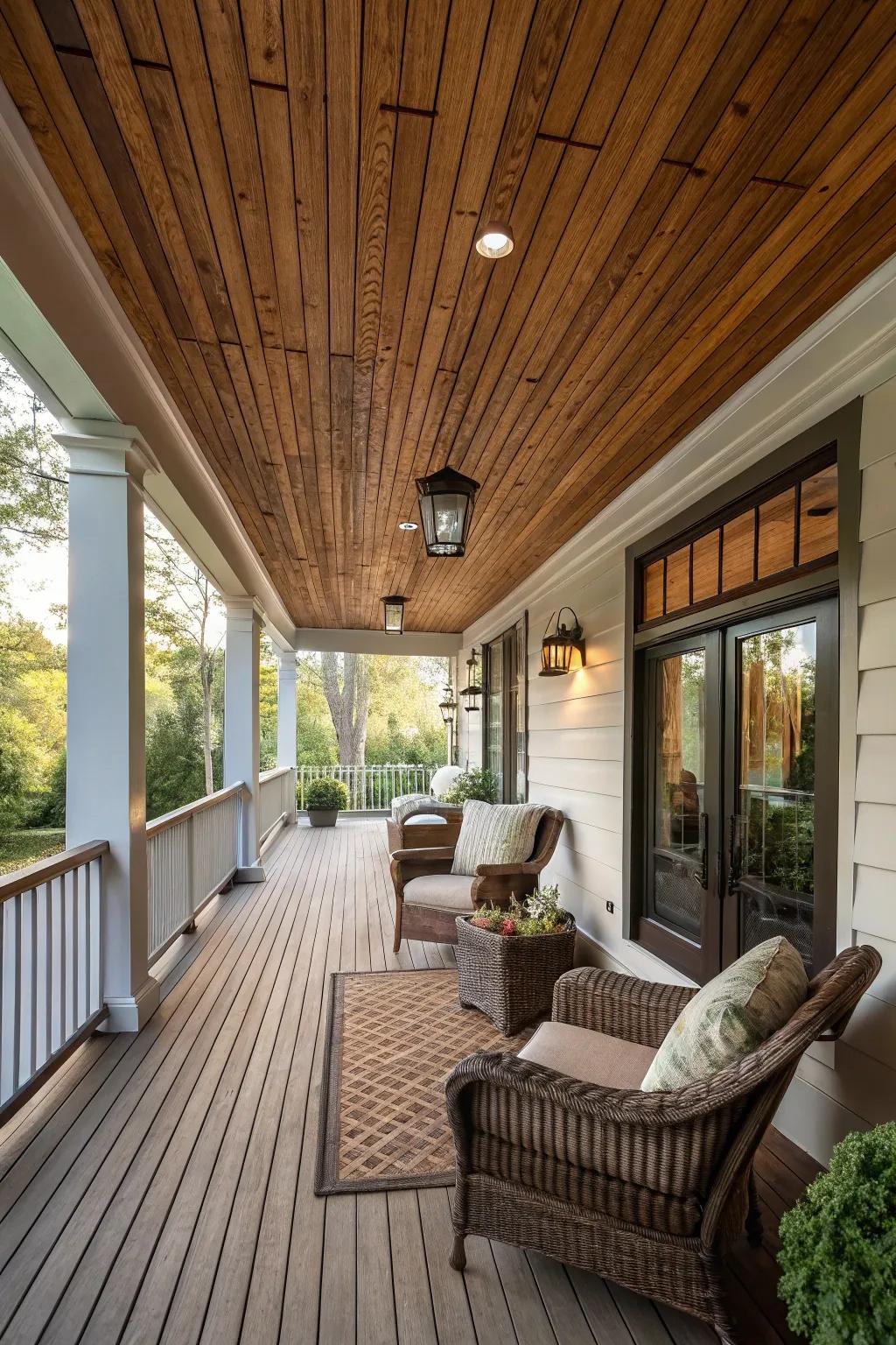 Distinct ceilings inject character and allure across verandas.