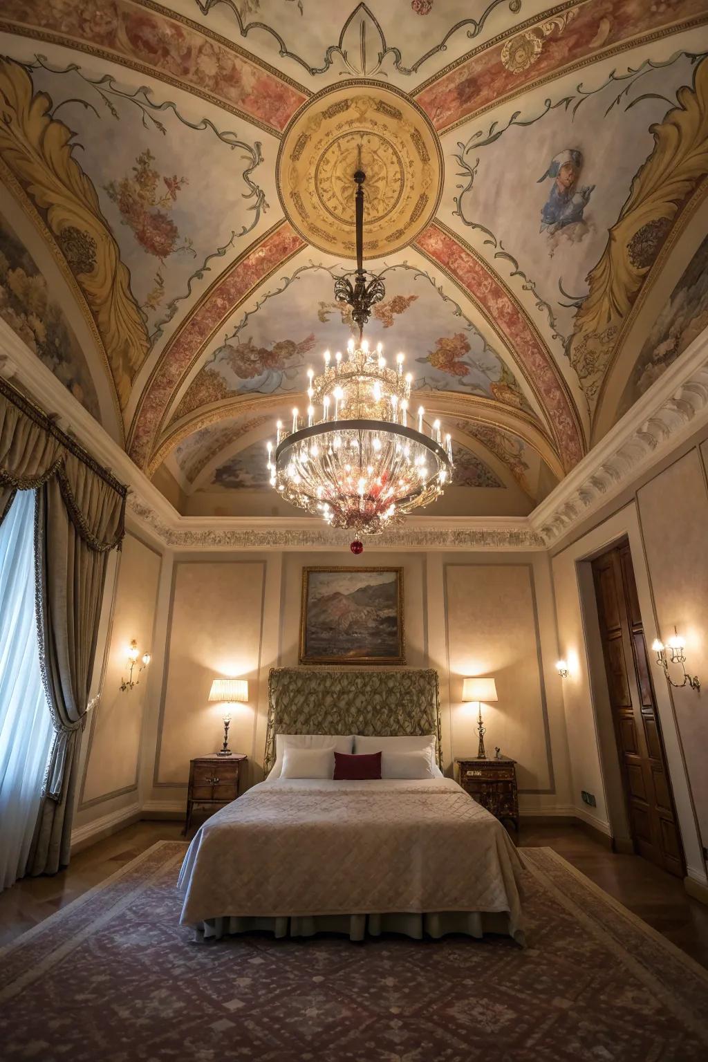 A toned ceiling contributes dimension and beauty to the room.
