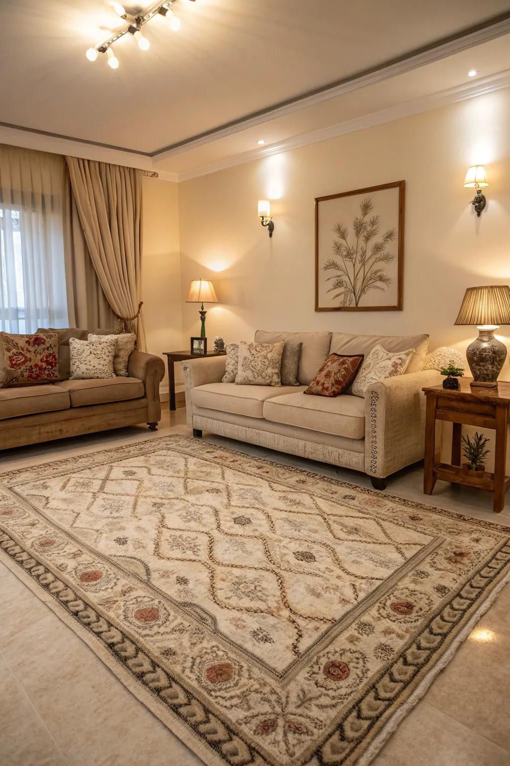 Delicate designs add visual interest.