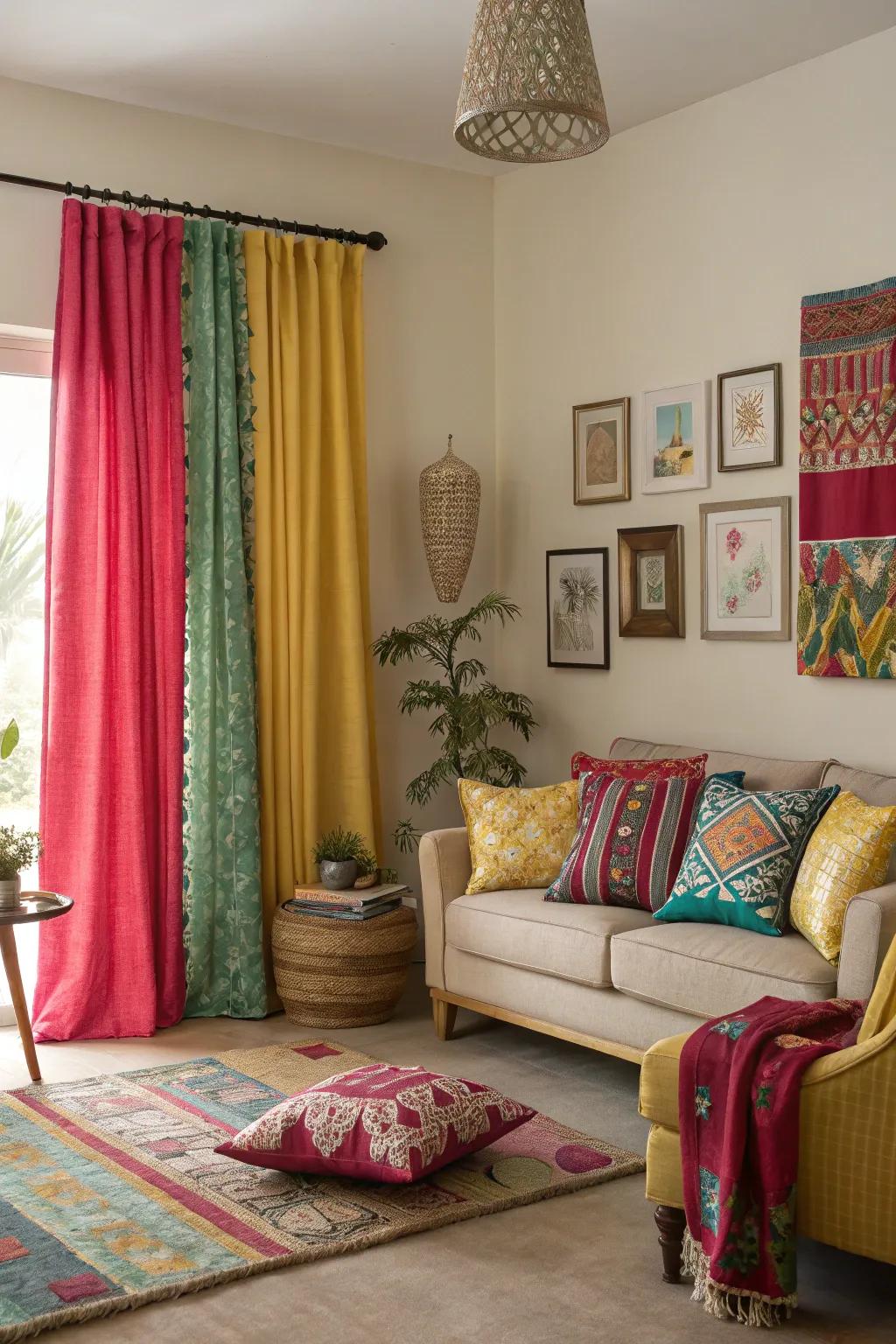 Contrasting colors foster a vibrant and energetic atmosphere.