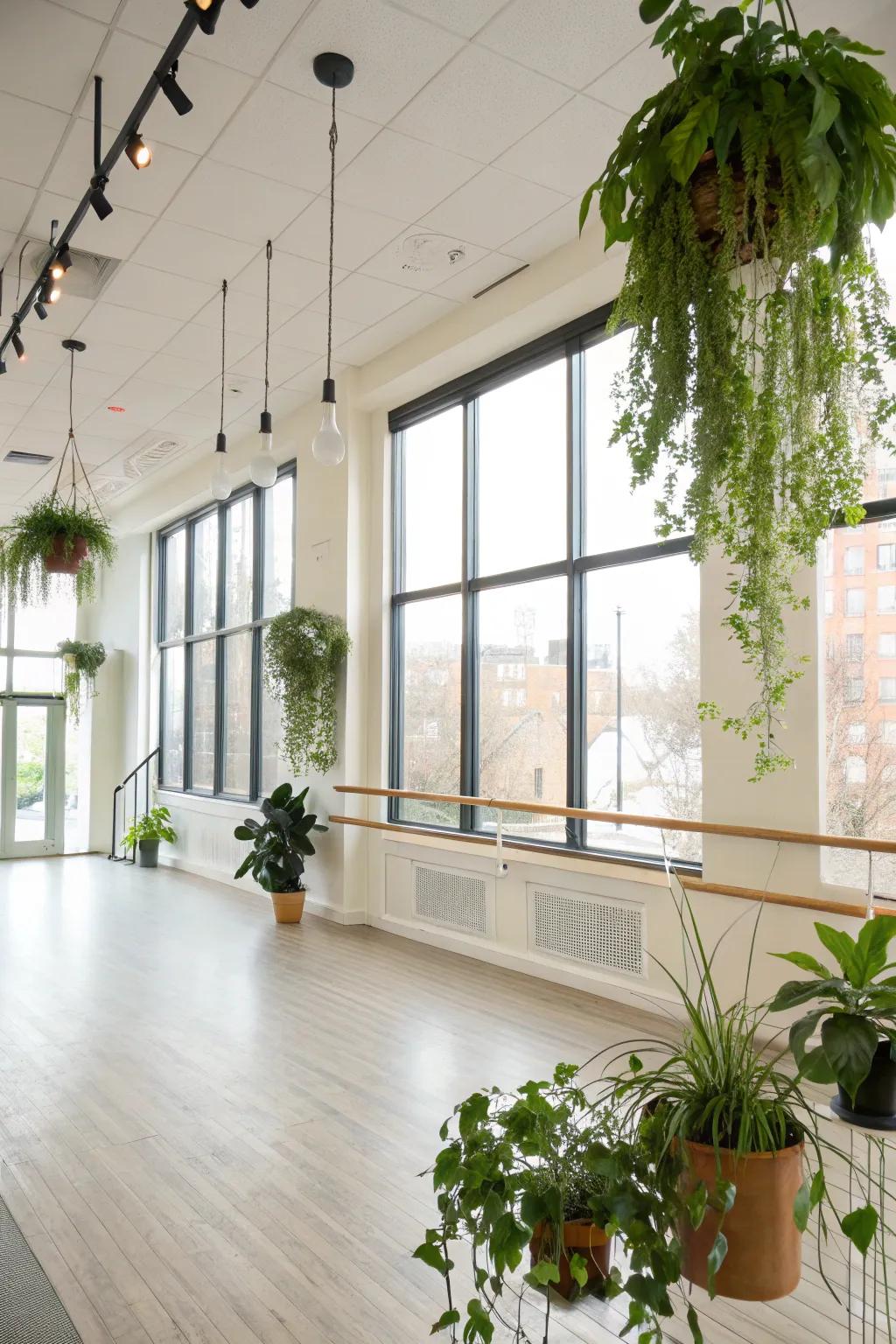 Living flora breathes life and vibrancy into the space.