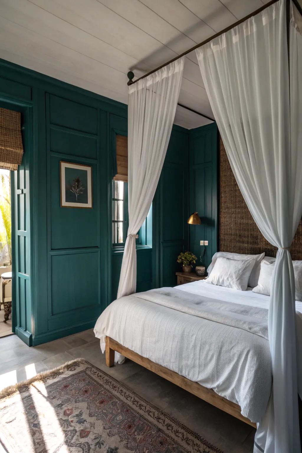 Teal and white concoct a refreshing and timeless vibe.