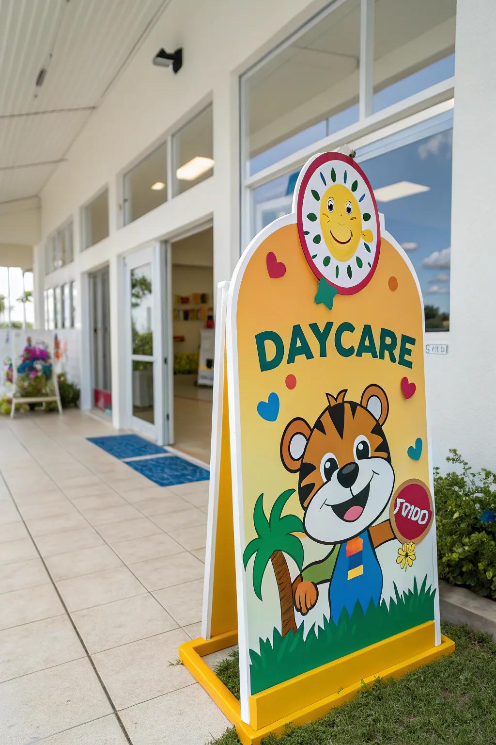 A friendly daycare symbol on the marker adds a playful and welcoming touch.