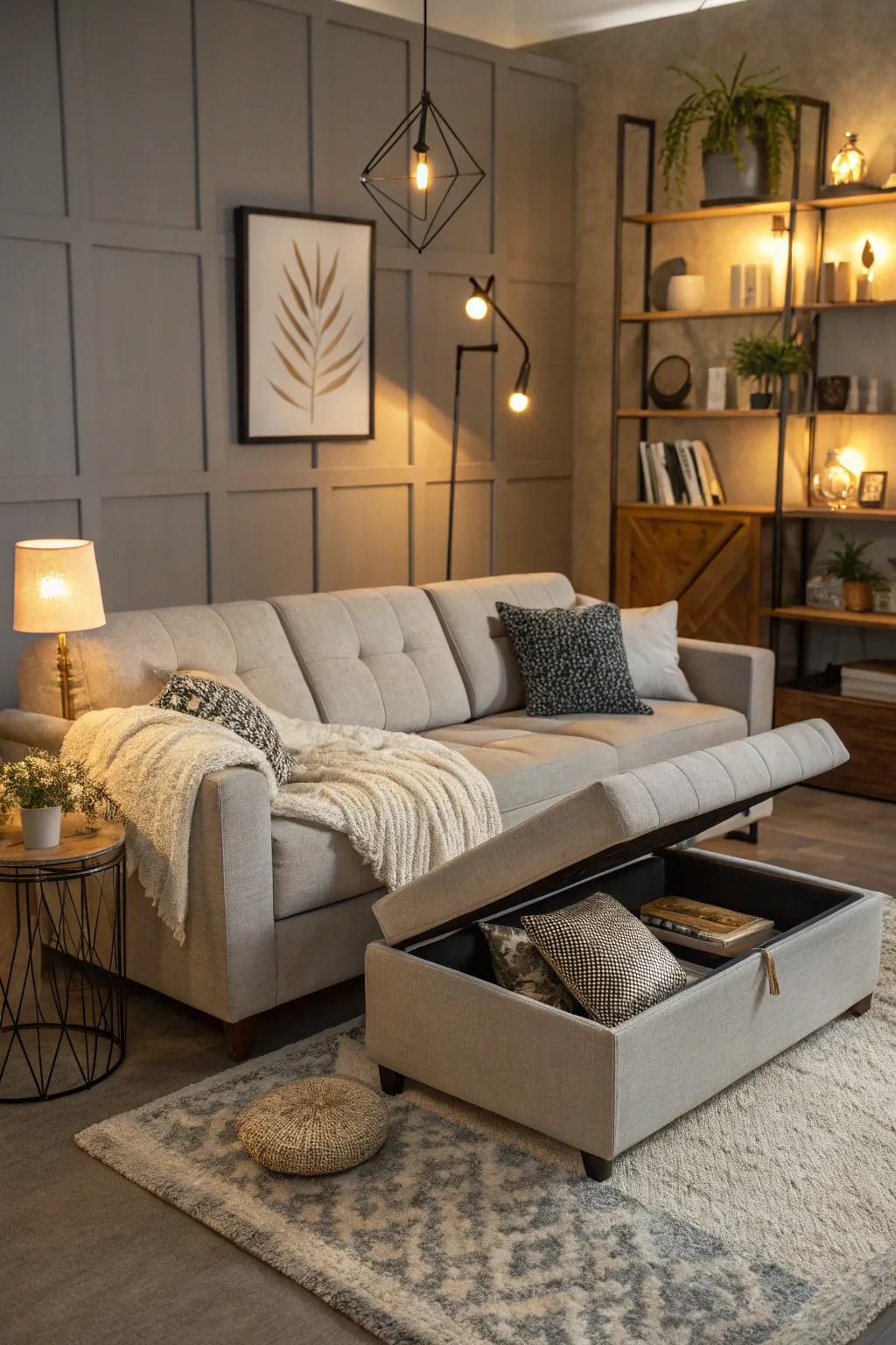 Multi-functional furniture is perfect for optimizing space.