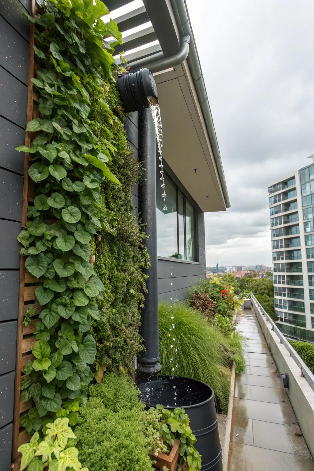 Sky gardens use rainwater efficiently in small spaces.