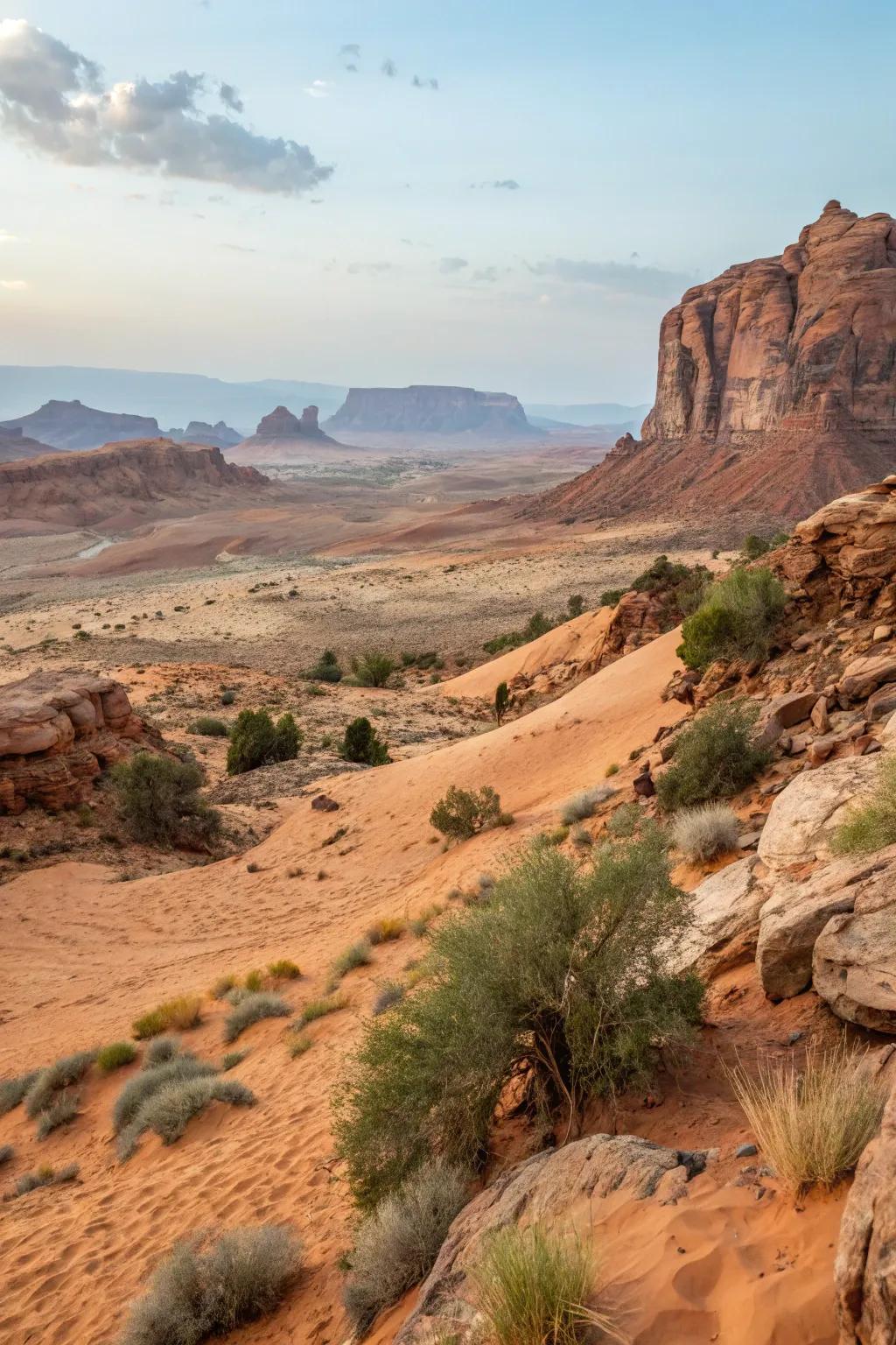 A harmonious desert garden exhibiting a consistent neutral color scheme.