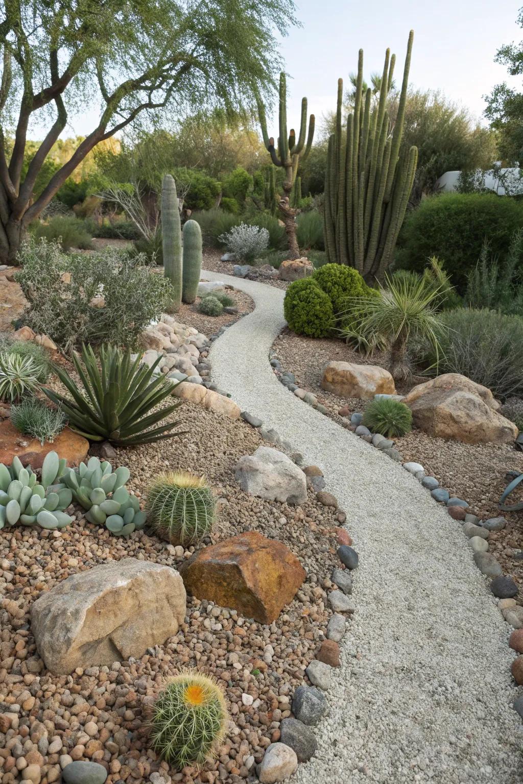 Play around with stone sizes to add texture to your garden.