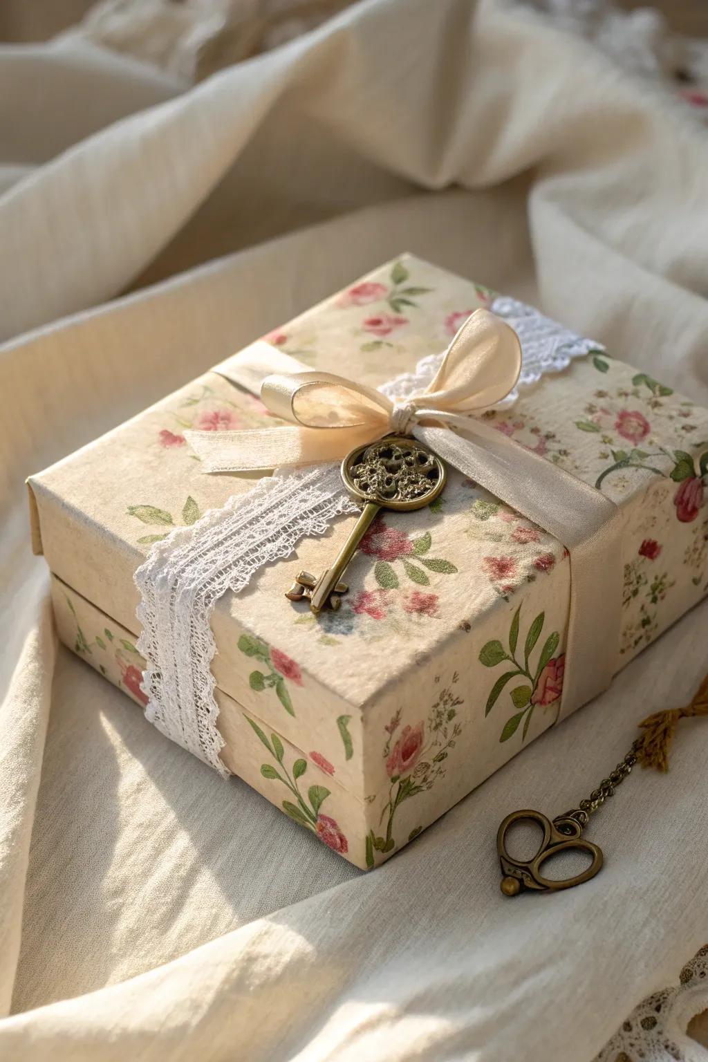Add a touch of vintage elegance to your gifts with this charming DIY box idea. 🎁✨ #VintageCharm #ScandiBoho
